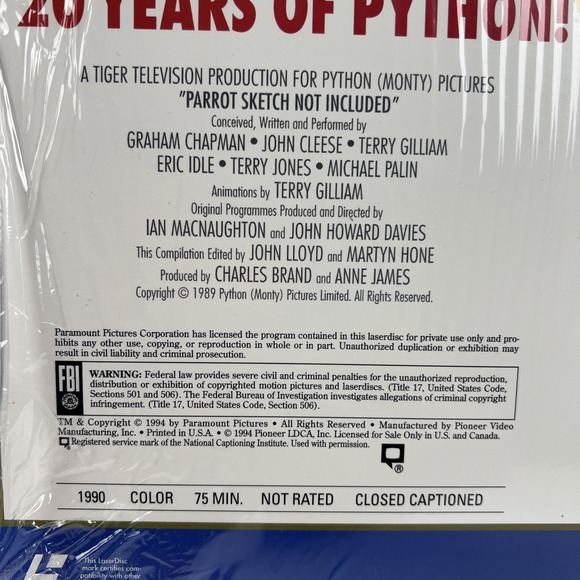 Monty Python's Parrot Sketch Not Included - Laserdisc (1994 Paramount) VG+ - Picture 8 of 12